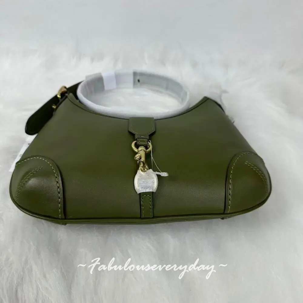Coach Hamptons Hobo Bag Shoulder Bag In Leather/Brass/Olive CW642 NWT